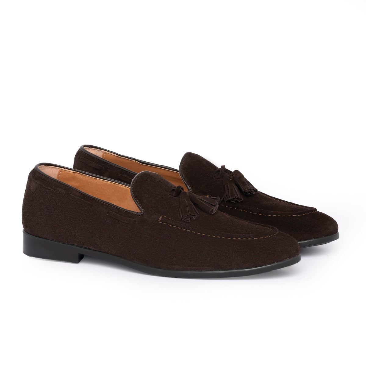 Mocassins à pampilles en daim - Marron foncé