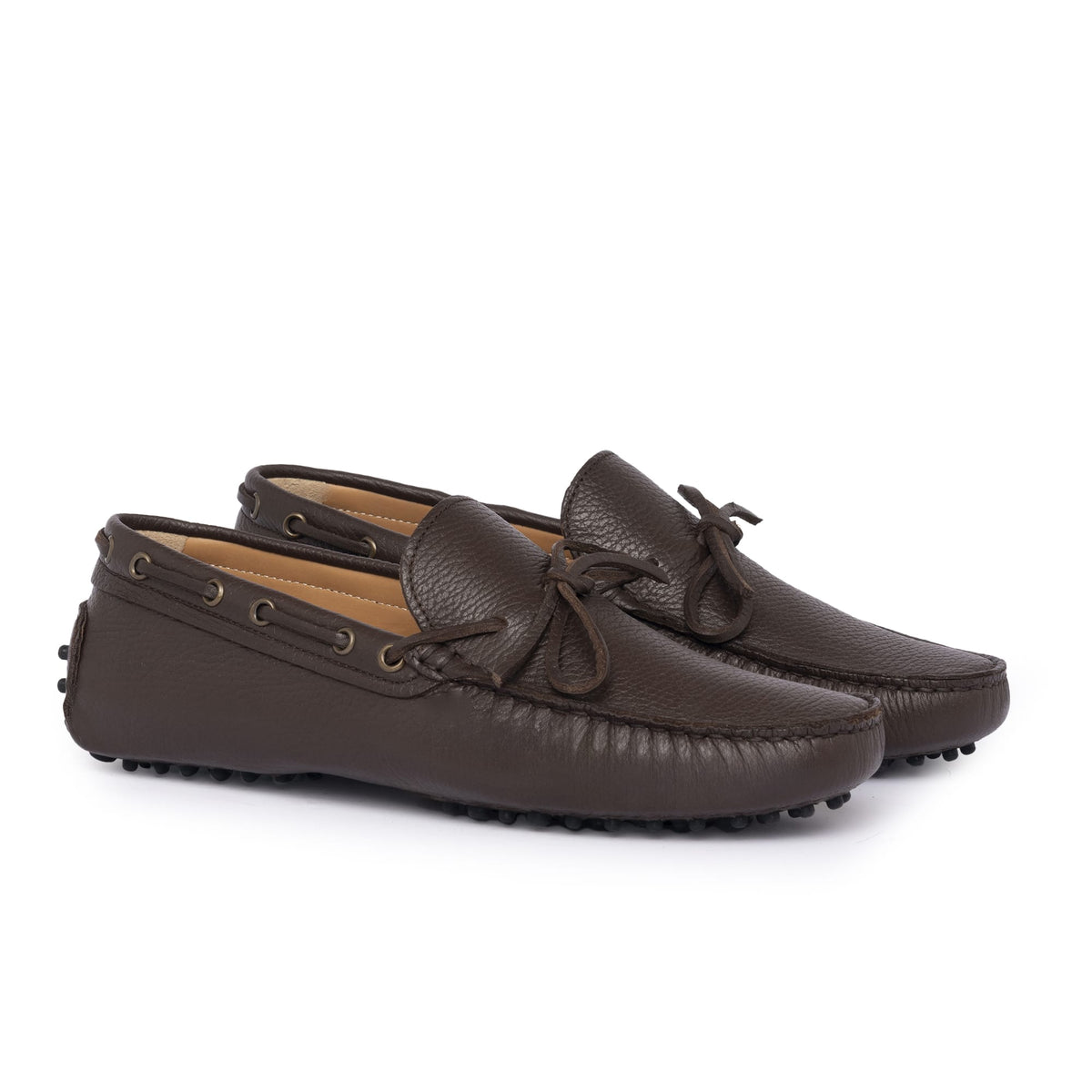 Mocassins de conduite à lacets en cuir - Marron foncé