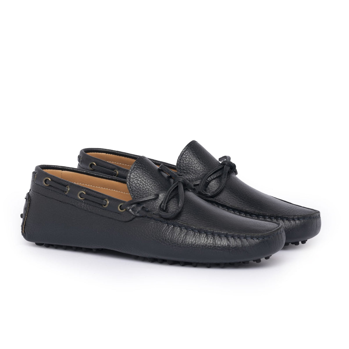 Mocassins de conduite à lacets en cuir - Bleu