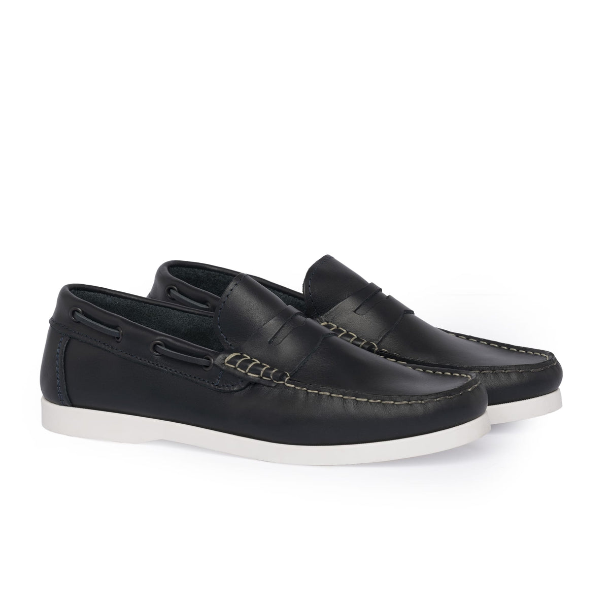 Mocassins bateau 02 à bride en cuir - Bleu
