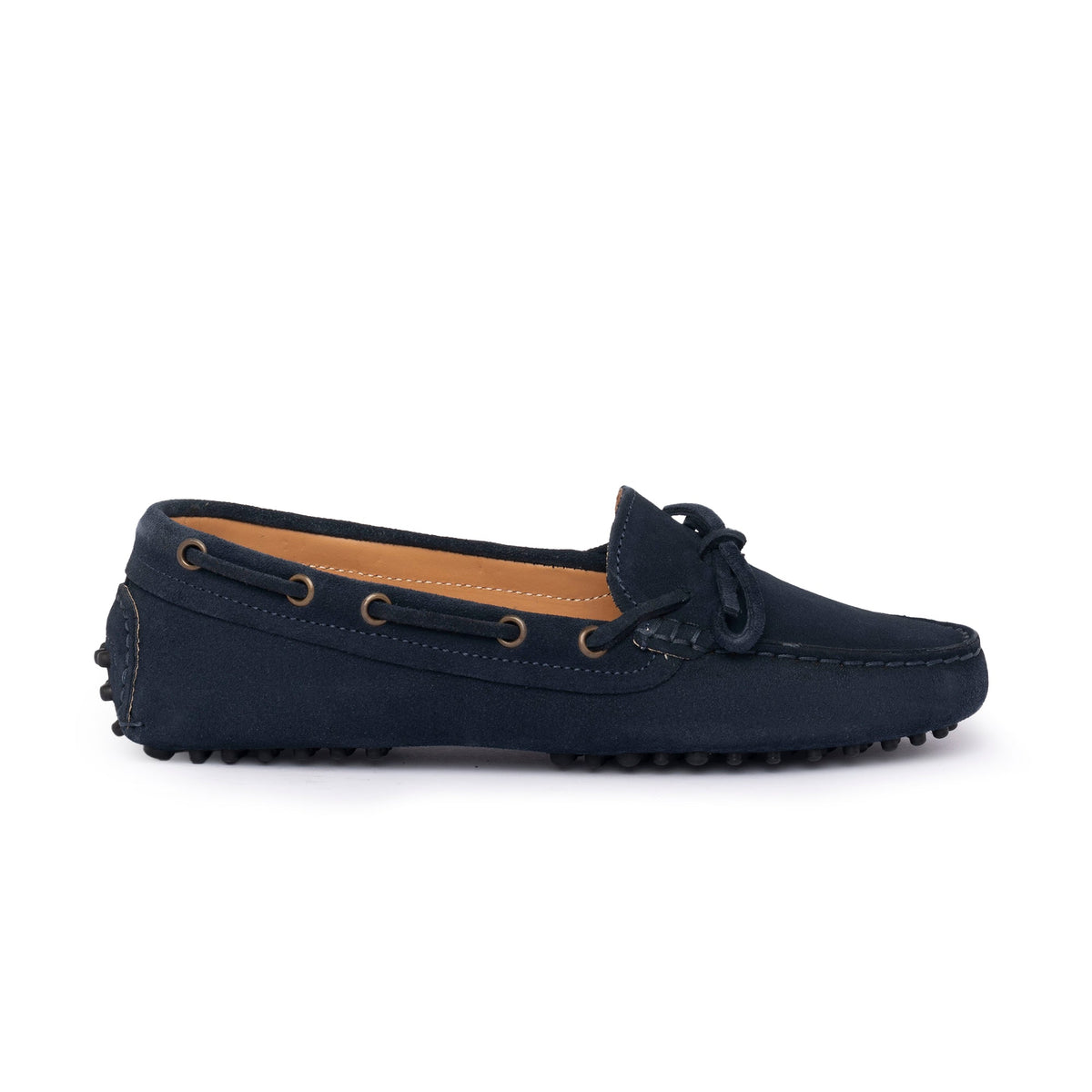 Mocassins de conduite à lacets femme en daim - Bleu