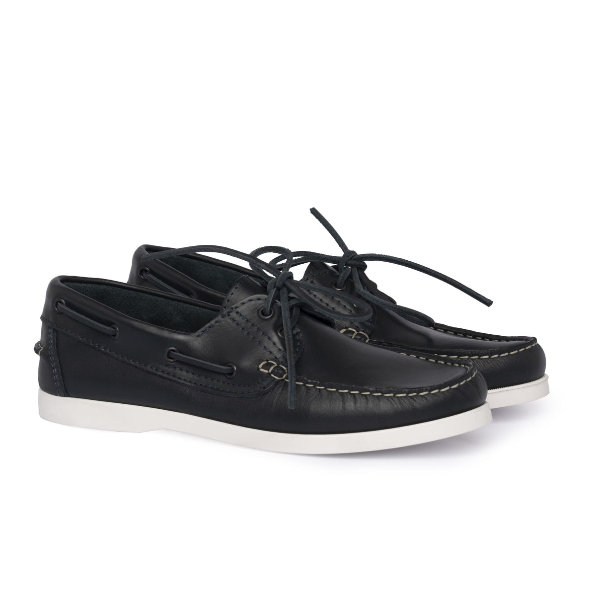 Mocassins bateau 01 à lacets en cuir - Bleu