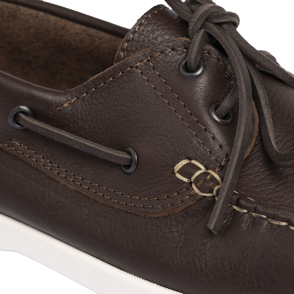Mocassins bateau 01 à lacets en cuir - Marron foncé