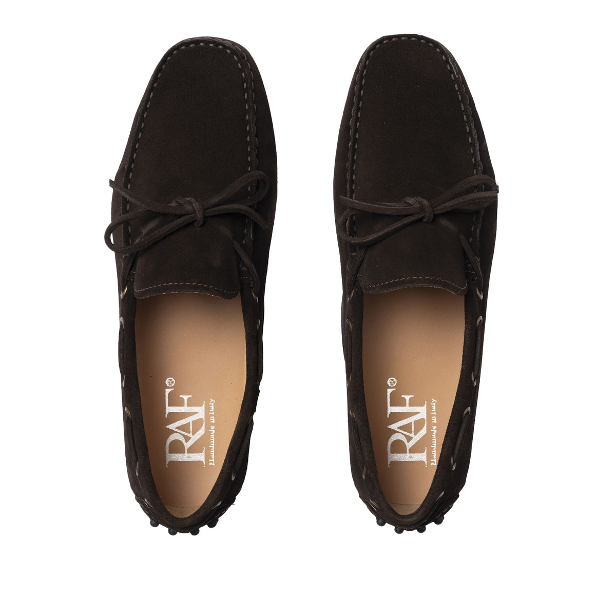 Mocassins de conduite à lacets F.2 en daim - Marron foncé