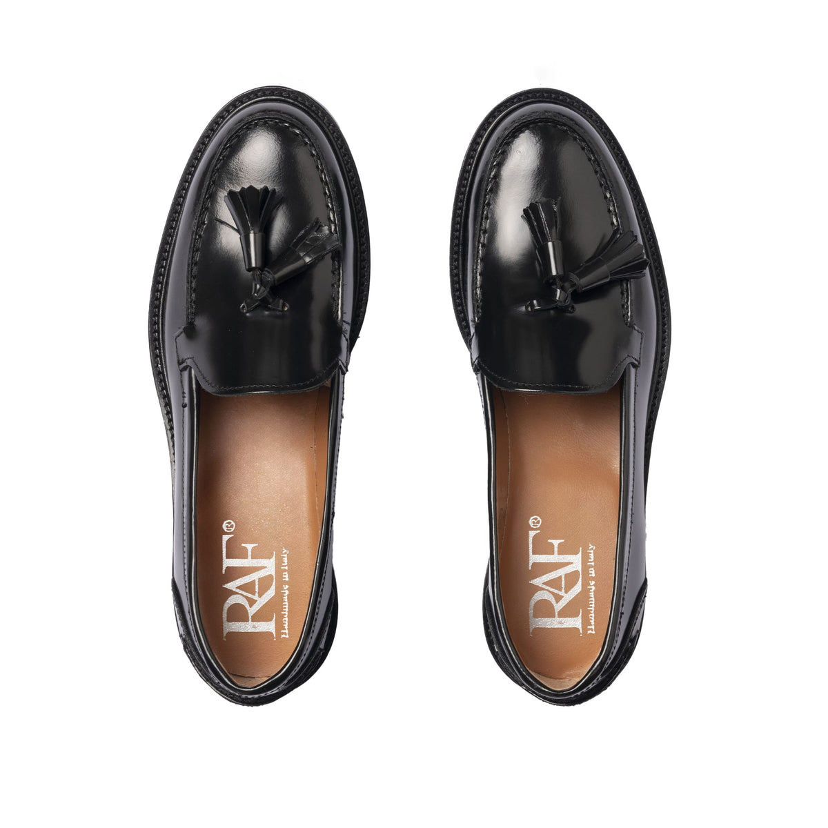 Mocassins A104PN femme à pampilles en cuir - Noir