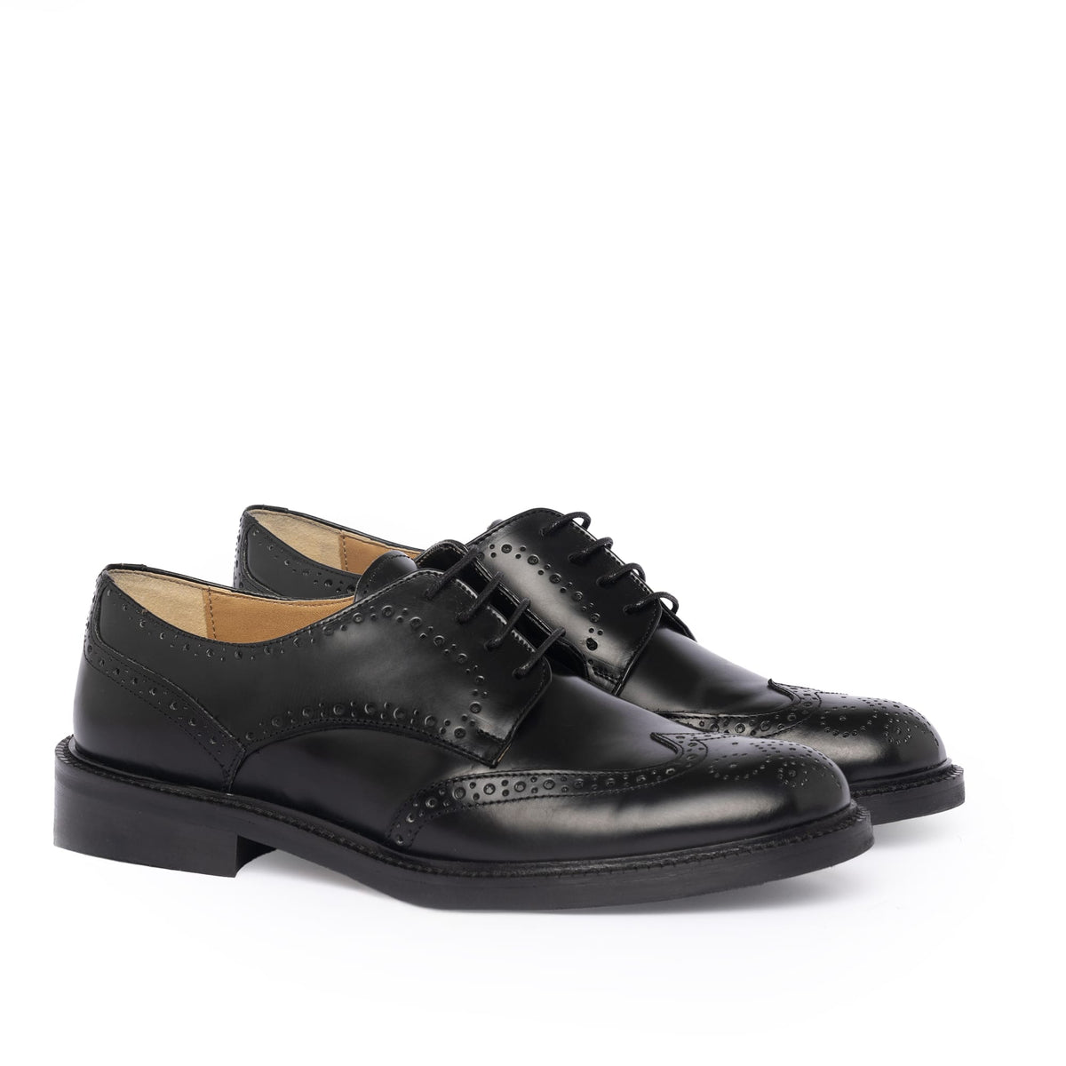 Richelieu femme en cuir brossé - Noir