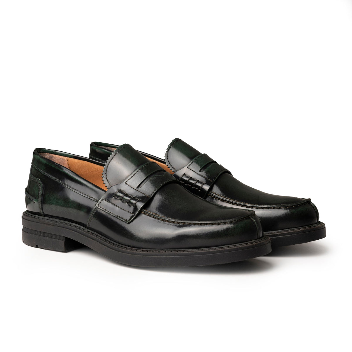 Mocassins College en cuir brossé - Vert