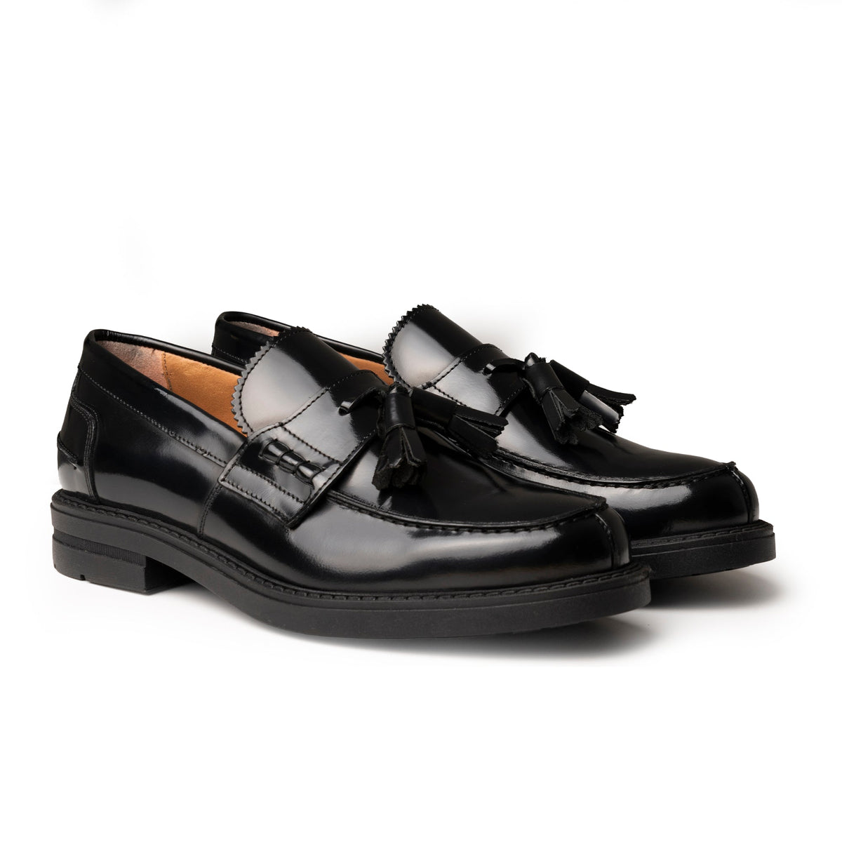 Mocassins College à pampilles en cuir brossé - Noir