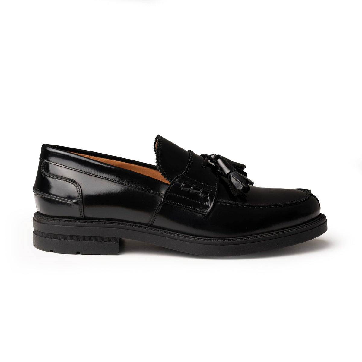 Mocassins College à pampilles en cuir brossé - Noir
