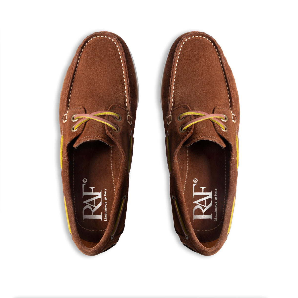 Mocassins bateau femme en daim - Rouille