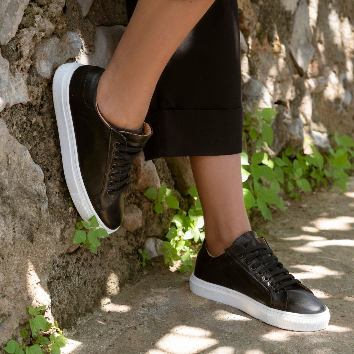 Sneakers femme en cuir - Noir