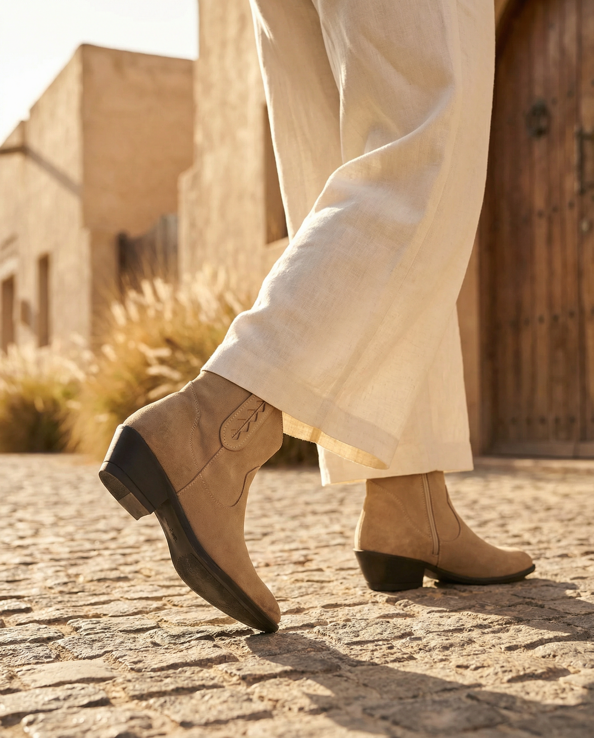 Bottines santiags femme - Taupe