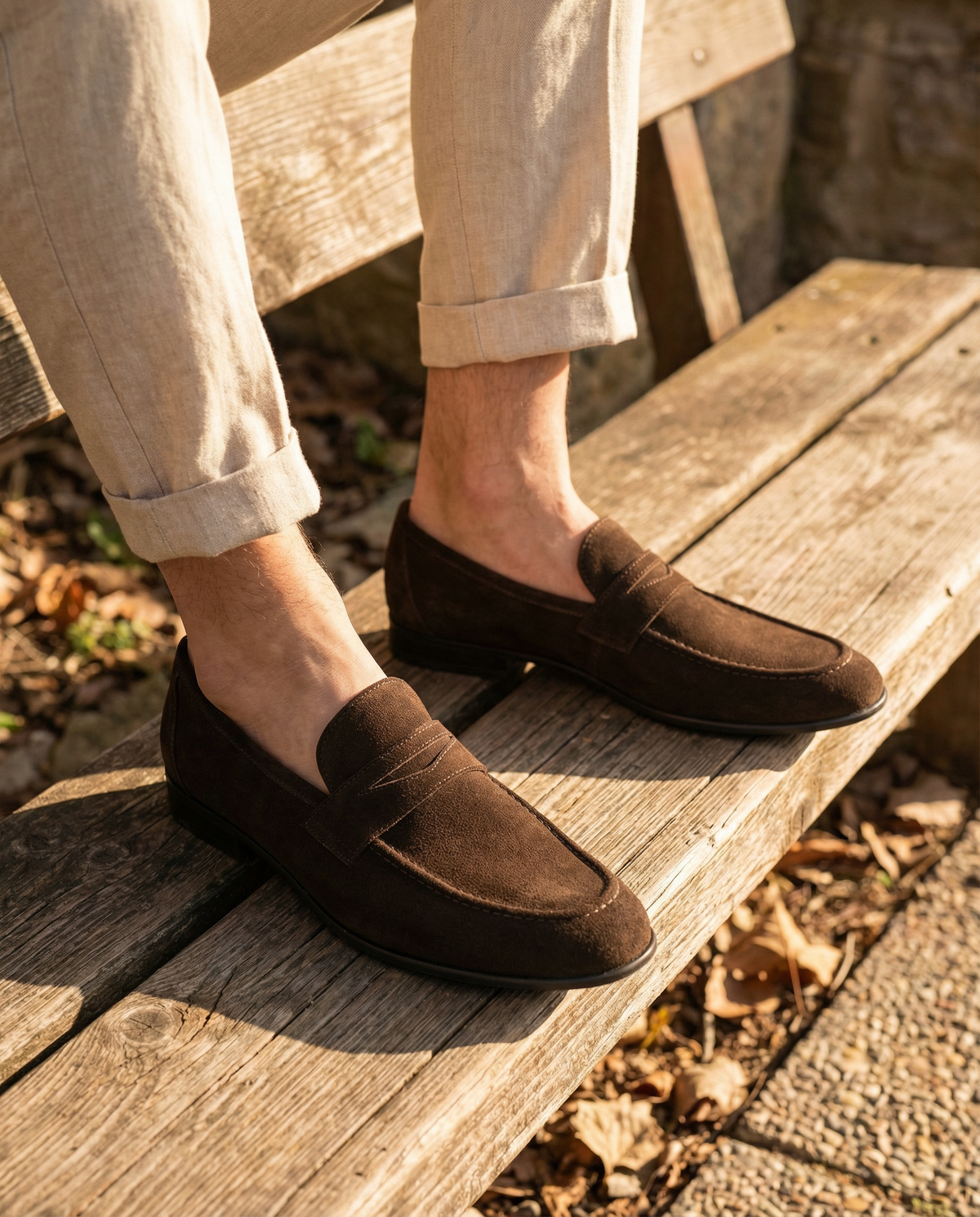 Mocassins en cuir suédé - Marron foncé