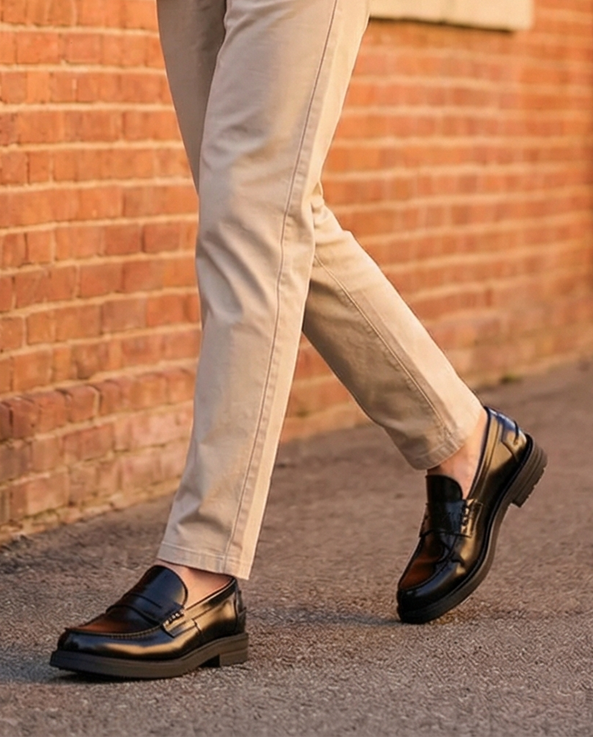 Mocassins College en cuir brossé - Noir