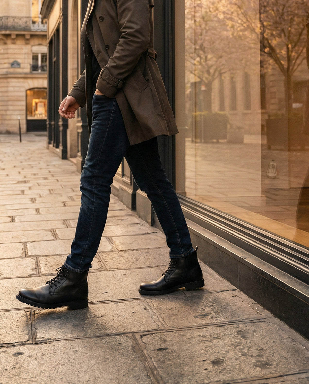 Bottines à lacets en cuir - Noir