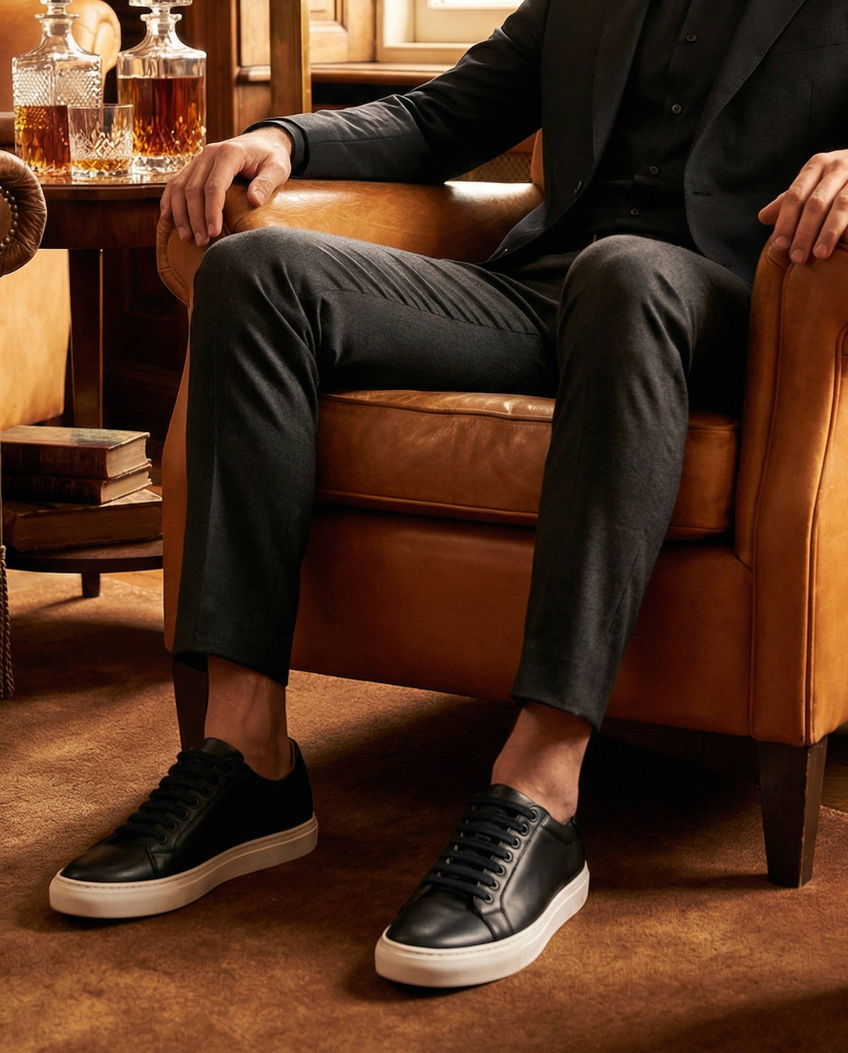 Sneakers homme en cuir - Noir