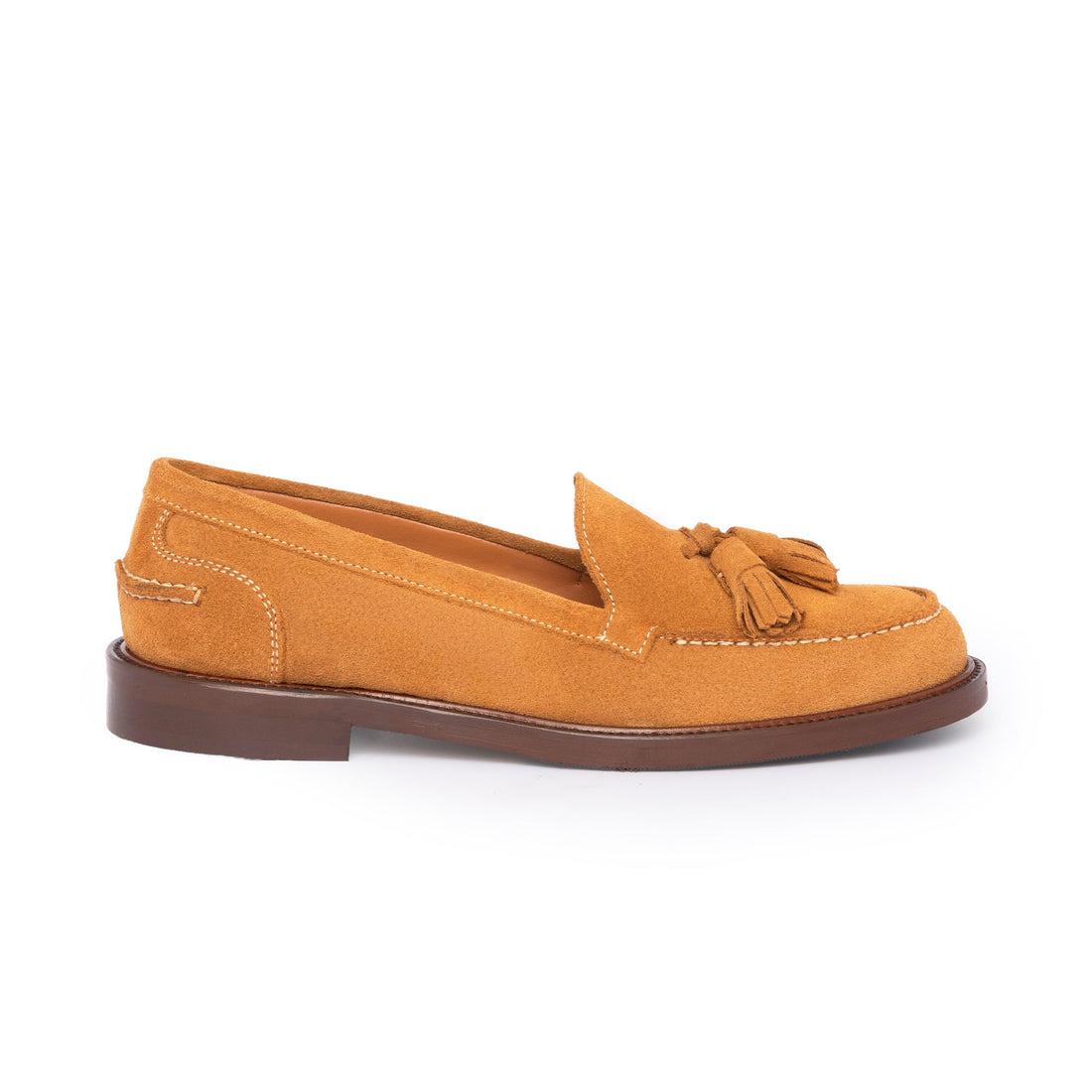 Mocassins A104PN femme à pampilles en daim - Cognac
