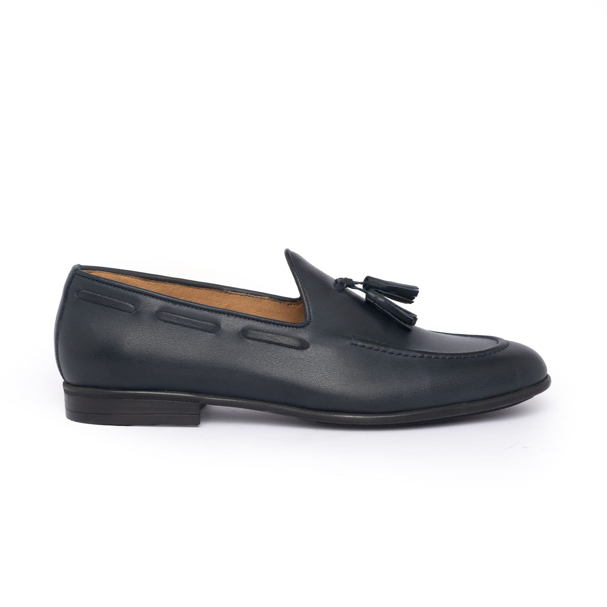 Mocassins à pampilles en cuir - Bleu