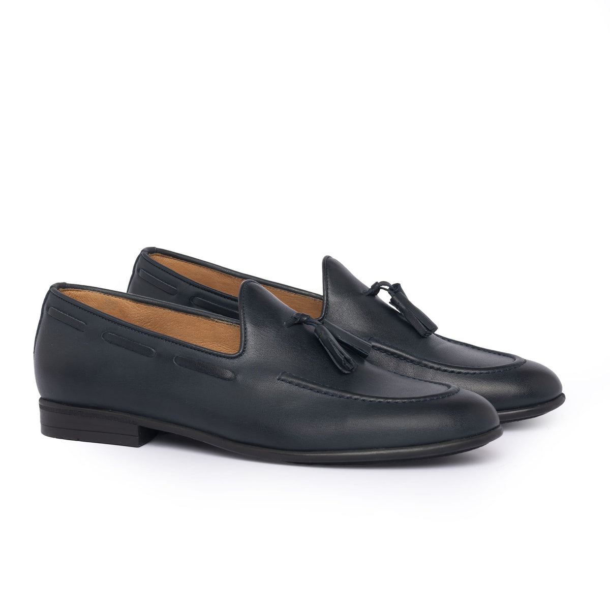 Mocassins à pampilles en cuir - Bleu