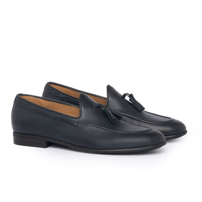 Mocassins à pampilles en cuir - Bleu