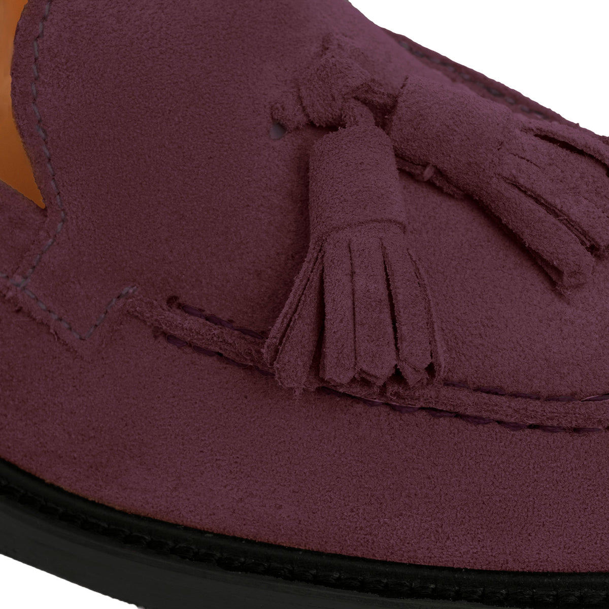Mocassins femme à pampilles en daim - Bordeaux