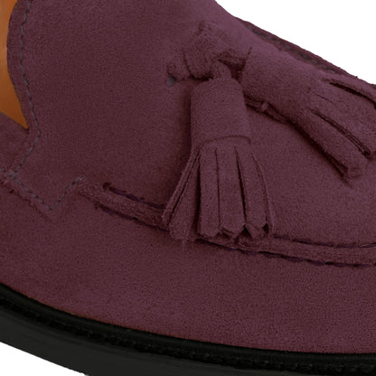 Mocassins femme à pampilles en daim - Bordeaux