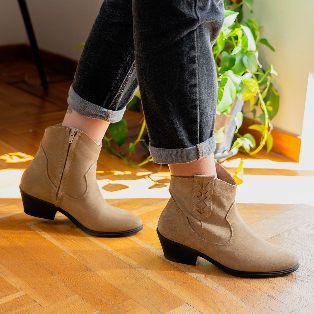 Bottines santiags femme - Taupe