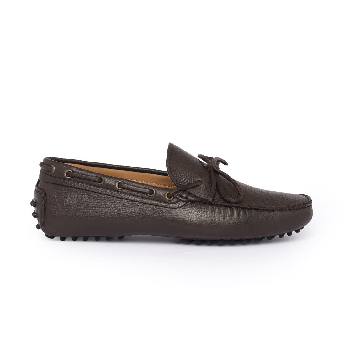 Mocassins de conduite à lacets en cuir - Marron foncé