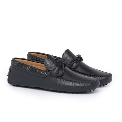 Mocassins de conduite à lacets en cuir - Bleu