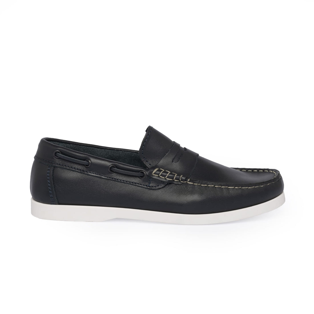 Mocassins bateau 02 à bride en cuir - Bleu