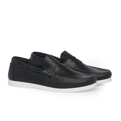 Mocassins bateau 02 à bride en cuir - Bleu