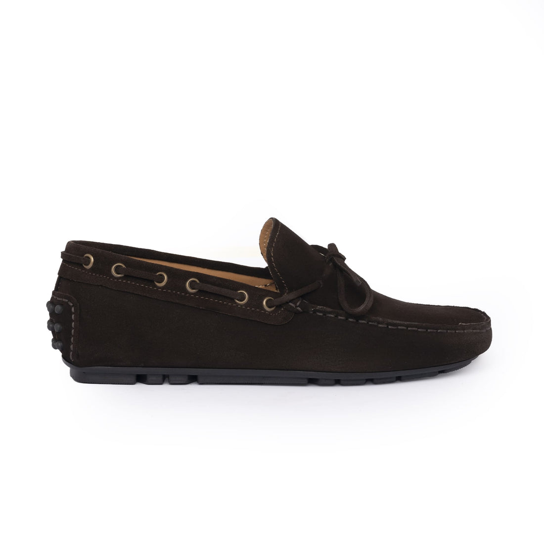 Mocassins de conduite à lacets F.2 en daim - Marron foncé