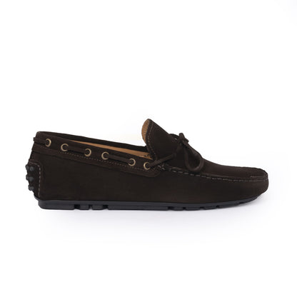 Mocassins de conduite à lacets F.2 en daim - Marron foncé