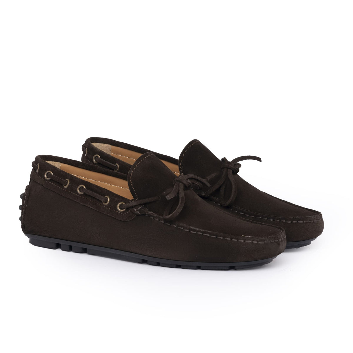Mocassins de conduite à lacets F.2 en daim - Marron foncé