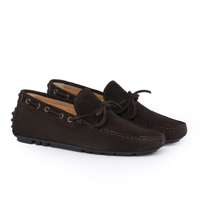 Mocassins de conduite à lacets F.2 en daim - Marron foncé