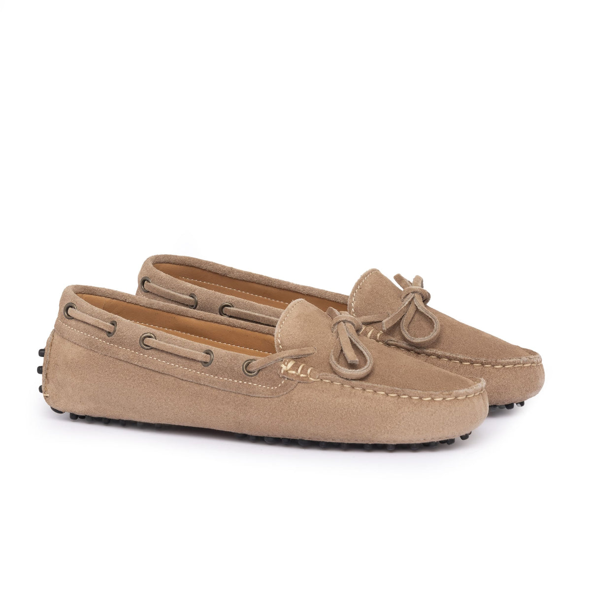 Mocassins de conduite à lacets femme en daim - Taupe