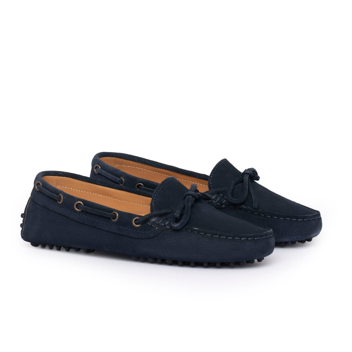 Mocassins de conduite à lacets femme en daim - Bleu