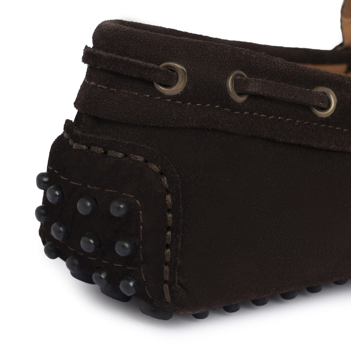 Mocassins de conduite à lacets en daim - Marron foncé