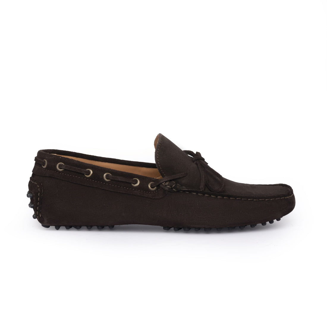 Mocassins de conduite à lacets en daim - Marron foncé