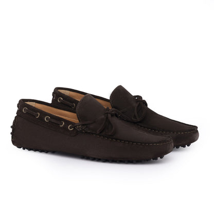 Mocassins de conduite à lacets en daim - Marron foncé