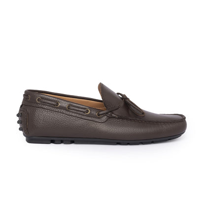 Mocassins de conduite à lacets F.2 en cuir - Marron foncé