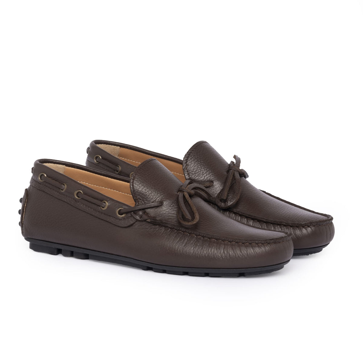 Mocassins de conduite à lacets F.2 en cuir - Marron foncé