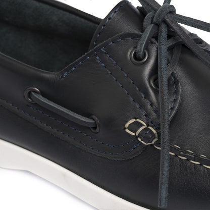 Mocassins bateau 01 à lacets en cuir - Bleu