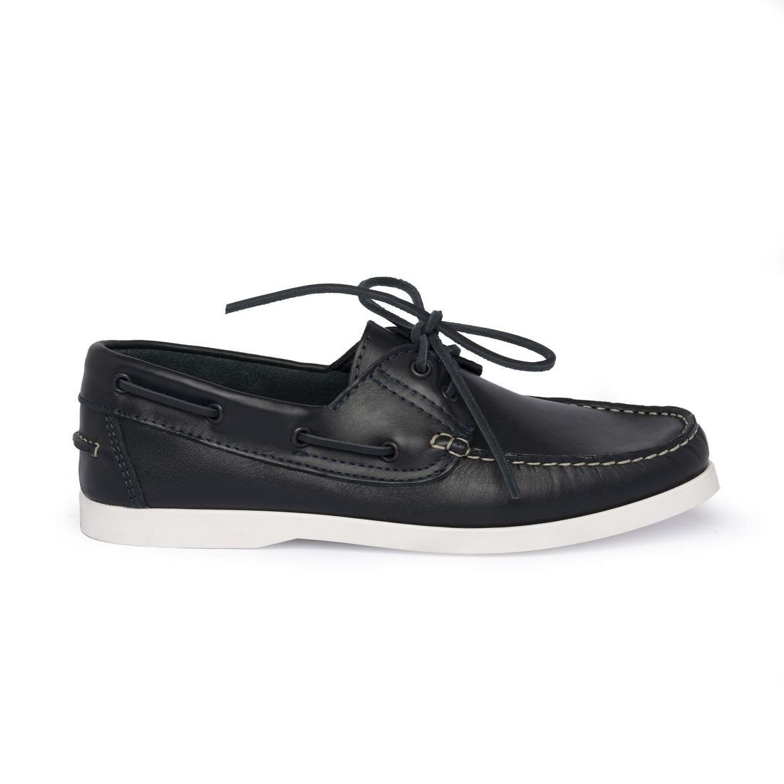 Mocassins bateau 01 à lacets en cuir - Bleu