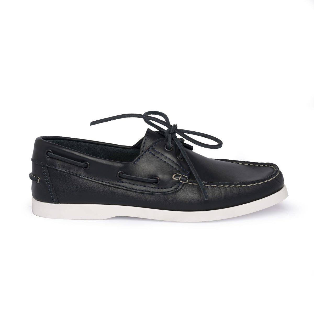 Mocassins bateau 01 à lacets en cuir - Bleu