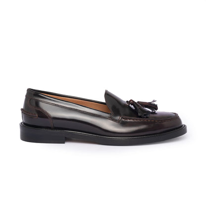 Mocassins A104PN femme à pampilles en cuir - Bordeaux