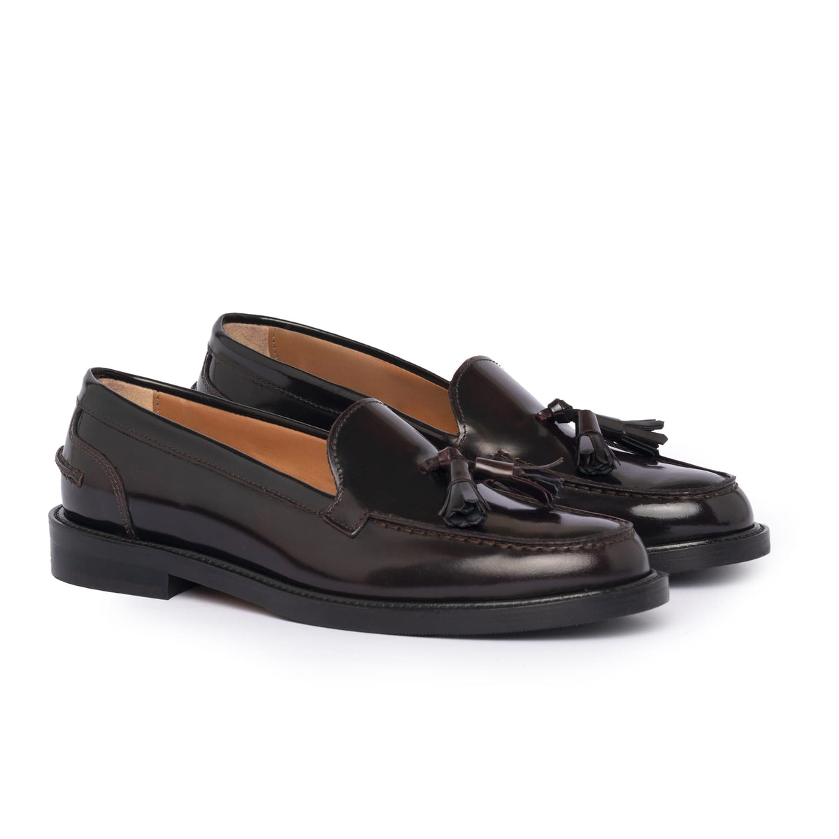 Mocassins A104PN femme à pampilles en cuir - Bordeaux