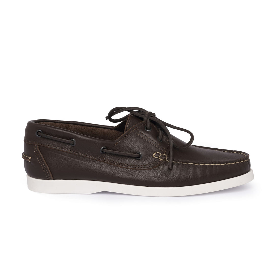 Mocassins bateau 01 à lacets en cuir - Marron foncé