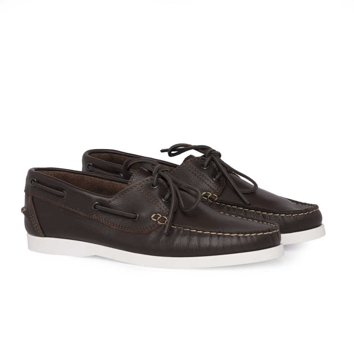Mocassins bateau 01 à lacets en cuir - Marron foncé