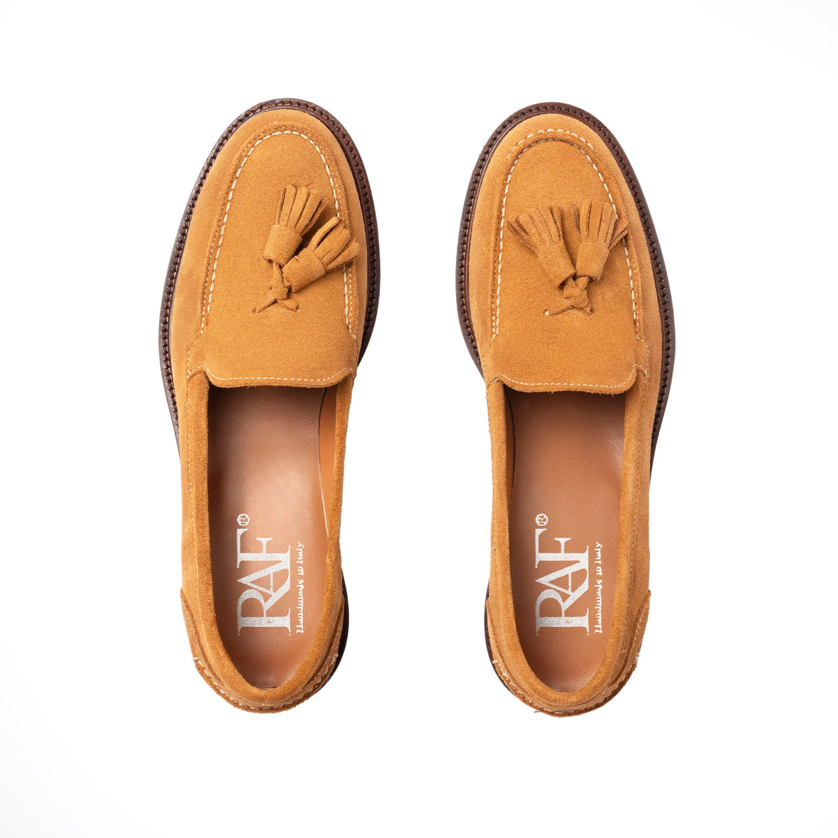 Mocassins A104PN femme à pampilles en daim - Cognac
